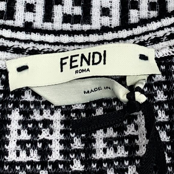 FW0073 Fendi black and white color matching logo monogram full print suspender d - Picture 5 of 7
